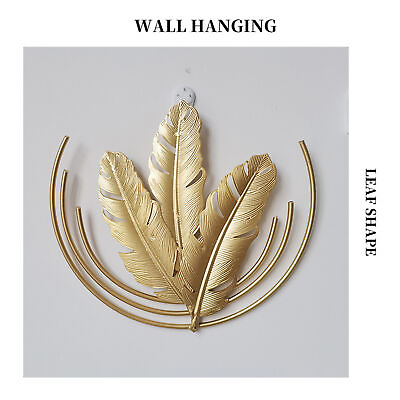#ad B Iron Wall Sculptures Gold Metal Leaf Wall Decor For Living Room Bedroom YU HD $11.48