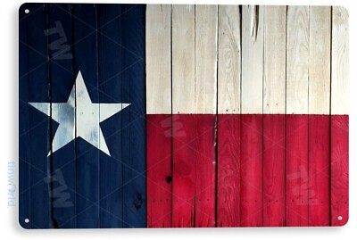 #ad TIN SIGN Texas Flag Wood Tin Metal Sign Lone Star Rustic Decor B288 $10.25