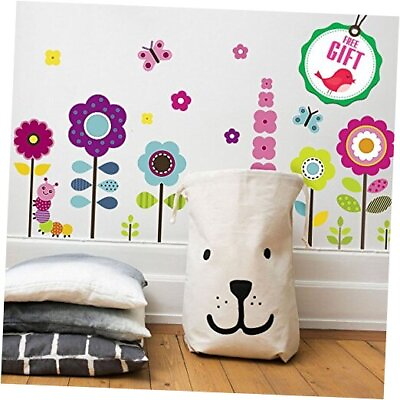 #ad #ad Flower Wall Stickers for Kids Floral Garden Wall Decals for Girls Room $21.02