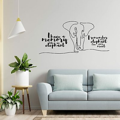 Memory Like An Elephant Quote Animal Wall Art Stickers for Kids Home Room Decals $10.00