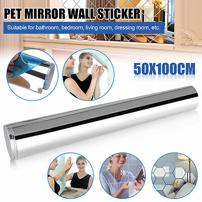 #ad #ad 50x100cm Self Adhesive Mirror Reflective Wall Sticker Film Paper Kitchen Decor $10.98