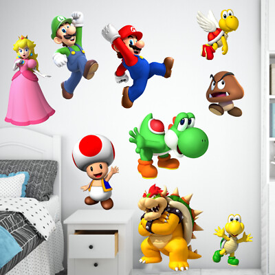 #ad Super Mario Characters kids Bedroom Games Vinyl Decal Wall Decorative Sticker GBP 3.99