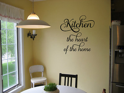 #ad KITCHEN THE HEART OF THE HOME VINYL WALL DECAL LETTERING HOME DECOR STICKER $14.89
