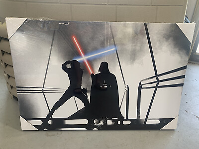 #ad Star Wars Luke Skywalker Darth Vader Fight Wrapped Canvas Print Ready to Hang $99.99