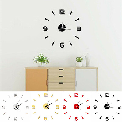 #ad Modern Large Number Stick on 3D Wall Clock Home Decor Wall Clock DIY Frameless $7.81