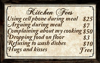 #ad Kitchen Fees sign wall decor rustic complaints cooking eating food $14.99