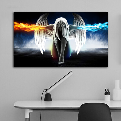 #ad Anime Girl Angel Wings Posters Wall Art Canvas Painting Print Picture $16.91