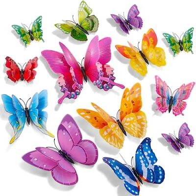 #ad 3D Butterfly Wall Decor Pcs Double Layer Butterfly Decorations for 24 Colorful $14.16