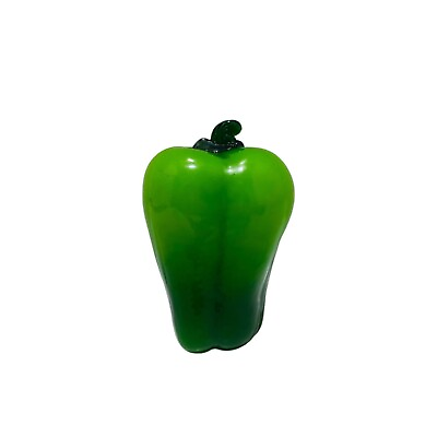 #ad Alco Industries Art Glass Green Bell Pepper Kitchen Decorative Fruit 5.5” $21.47