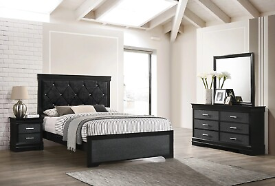 NEW Black 4PC Queen King Twin Full Modern Glam Contemporary Bedroom Set B D M N $1139.99
