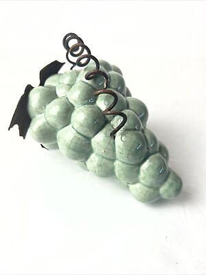 #ad Grape Decor Ceramic Glazed With Metal Leaves 6” $12.80