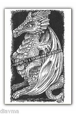 #ad © ART Ltd.Ed quot; Dragon Drawing quot; ACEO ATC Artist collector trading card by Di AU $4.50