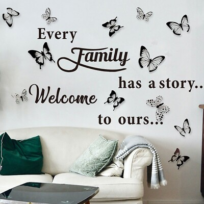 #ad Family Wall Stickers 28*58cm Art Butterflies DIY Decal Decor Home Large $11.38