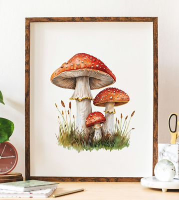 #ad #ad Mushroom Art Print Botanical Mushrooms Art Print Wall Art Decor Print $9.99