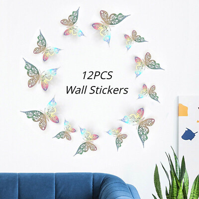 #ad 12* 3D Butterfly Wall Stickers Home Decor Room Decoration Sticker Bedroom Decal $9.17