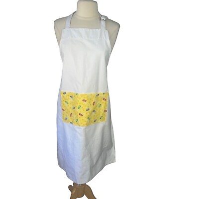 #ad Dog Themed Apron Cooking Kitchen White Yellow Pocket $20.00