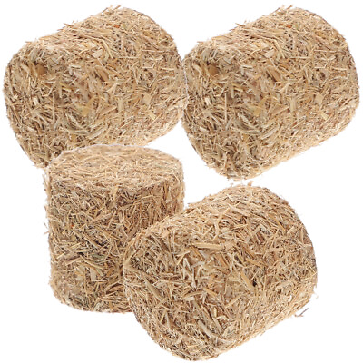 #ad 4 Mini Hay Bales Decorative Figurines for Rustic Room amp; Garden Display HS $8.99