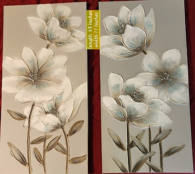#ad Home decor Wall Art Set Of 2 Flowers $13.00