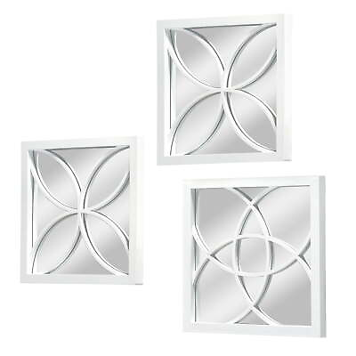 #ad Contemporary Square Wall Mirror White 10quot; x 10quot; Wall Home Décor Set of 3 $22.30