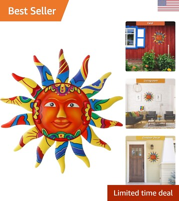 #ad Colorful Sun Wall Art Decor Indoor Outdoor Hanging Sculpture 12.7 Inches $21.99