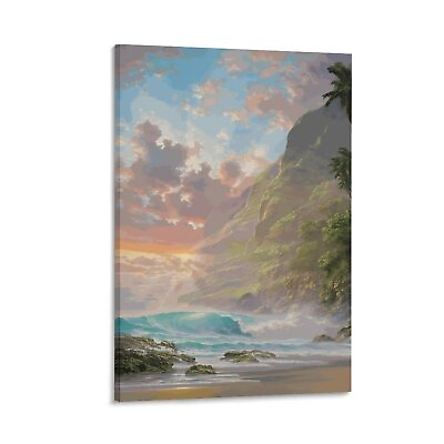 #ad Glitter At Sunset Drawing Canvas Poster Wall Art Landscaping Art Print $75.00