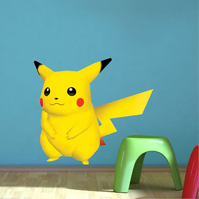 #ad Pikachu Wall Decal Pokemon Cartoon Ash Wall Mural Art Gotta Catch Em All a32 $14.00