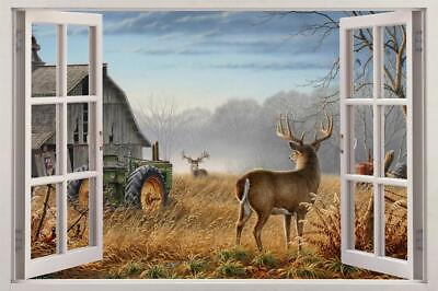 #ad Autumn White Tail Deer Window View Decal WALL STICKER DIY Decor Art Mural FS $43.12