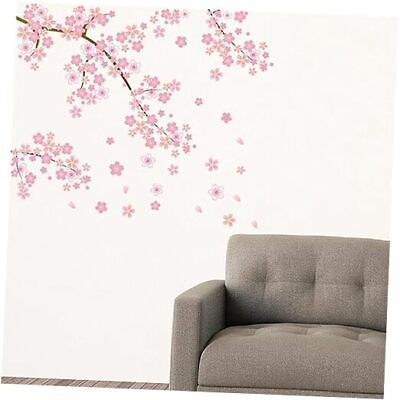 #ad #ad Flower Branch Wall Stickers Pink Peach Flower Wall Decals 3D Watercolor DIY $26.91