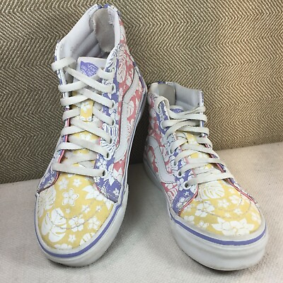 Vans Off the Wall Girls Hawaiian Flora High Top Zip Skate Shoes Youth Size 13.5M $24.95