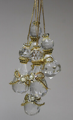 Faceted Acrylic Angel Ornaments Set of 5 Vintage Abstract Decorations suncatcher $12.99