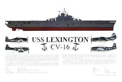 3 Famous Carriers and Aircraft Lexington Sara Kennedy Navy Art E. Boyette $60.00