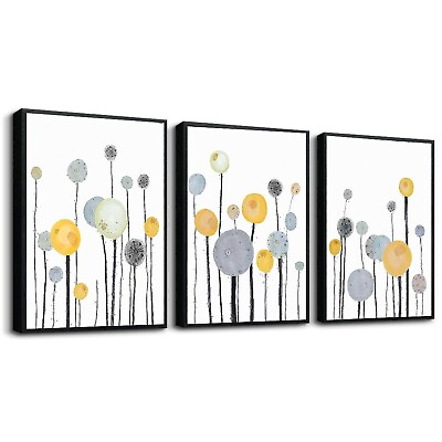 #ad #ad 3 Piece Black Framed Abstract Watercolor Painting Wall Art For Living Room Be... $69.90