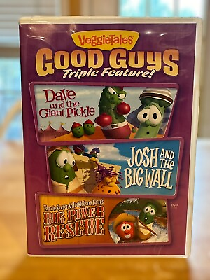 #ad DVD Veggietales Triple Good Guys Dave Giant Pickle Josh Big Wall Big River $8.96
