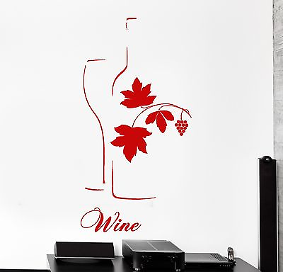 #ad Wall Vinyl Decal Wine Vine Bottle Grape And Glass Big Decor For Kitchen z3852 $67.99