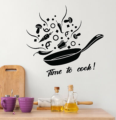 #ad #ad Vinyl Wall Decal Time To Cook Kitchen Decor For Housewives Stickers 4321ig $69.99