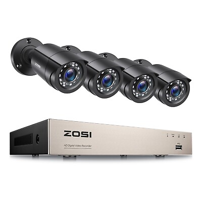 #ad ZOSI 8CH H.265 5MP Lite DVR 1080P Outdoor CCTV Home Security Camera System Kit $105.99