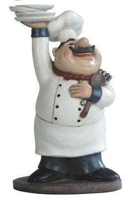 #ad 10quot;H Chef Serving Dining Room Accessory Figurine $37.58