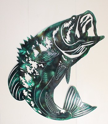 #ad Bass Fish Metal Wall Art Metallic Green 22quot; x 19quot; $74.98