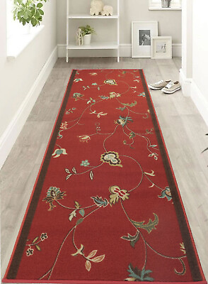 #ad #ad ConurDeals Floral Red Hallway Kitchen Non Slip Rubber Runner Rug 26quot; 30quot; 36quot; W $42.99