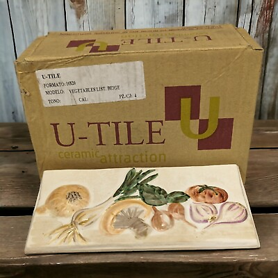 #ad U Tile Hand Made Ceramic Kitchen Backsplash Tile Made in Spain Box w 4 Vintage $49.99