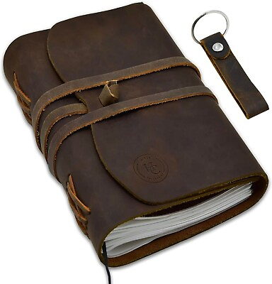 #ad #ad Leather Journal Notebook for Writing 6quot; x 8quot; with 240 Lined Kraft Pages $13.99