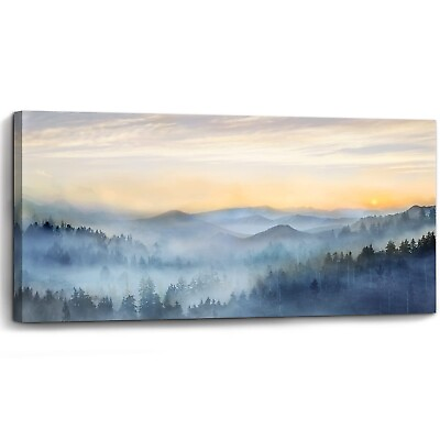 #ad Wall Decor for Living Room Sunrise Misty Forest Print Picture Paintings Wall ... $189.77