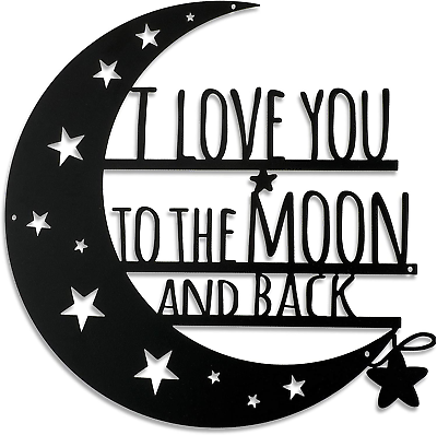 #ad I Love You Back Wall Art Moon Metal Wall Decorations Hanging Wall Plaque Sign wi $27.79