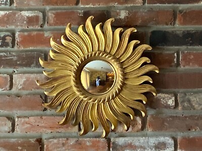 Vintage French Mid Century Gilt WOOD Starburst Mirror 16 inches South of France $1175.00