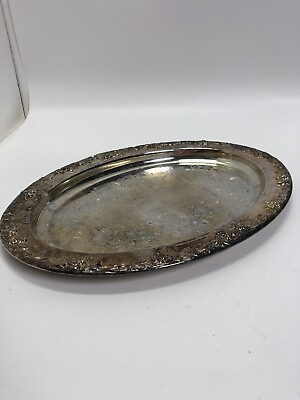 #ad VTG Newport Gorham Silver Plated oval 16quot;x11.5quot; Serving grape decor Tray $32.00
