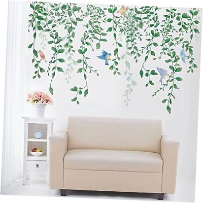 #ad #ad Hanging Vine Birds Wall Decals Green Plant Leaves Wall Stickers for Bedroom $26.66