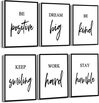 #ad Inspirational Wall Art Framed Motivational Canvas Wall Art Positive Quote for L $61.39