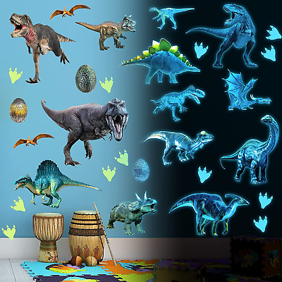 #ad Dinosaurs Wall Decals Glow in the Dark Dinosaur Wall Stickers Removable Tyrannos $29.99