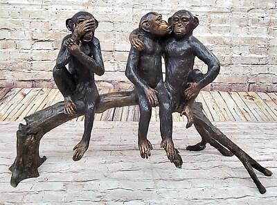 #ad Three Monkeys on a Branch Hot Cast Bronze Sculpture Signed Original Art Ltd Ed $449.50