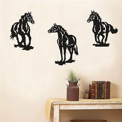 #ad 3x Creative Horse Metal Wall Art Western Carving for Farmhouse Bedroom Decor $25.45